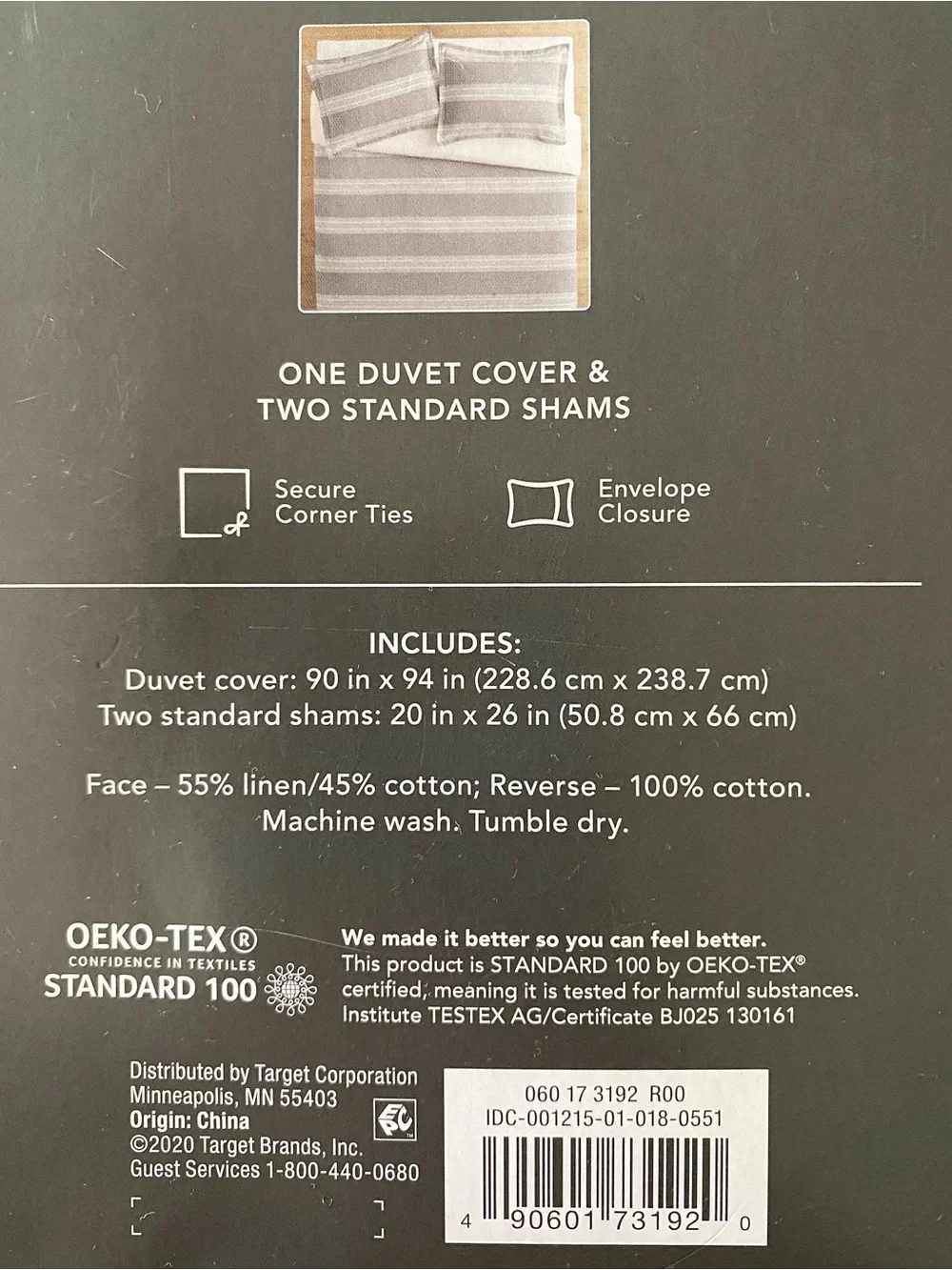 Threshold Chambray Stripe Duvet Cover Set - Gray